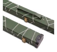Deluxe 1 Piece 2 Slot Green with Crazy White Stitch Cue Case with Plastic Ends and Chalk Compartment - Black and Green Interior