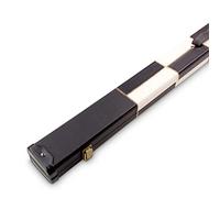 Deluxe 1 Piece 2 Slot White Chequered Cue Case with Plastic Ends and Chalk Compartment - All Black Interior