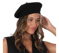 Deluxe 100% Wool Beret Hats Womens Ladies Fashion Outfit Accessory Comfortable Warm Clothing Accessories (Wool, Black)