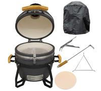 Deluxe 16"(40cm) Ceramic Kamado Style BBQ, Cover, Grid Gripper, Heat Deflector & Heat Deflector Support