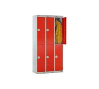 Deluxe 2 Door Locker Nest Of 3, 90wx45dx180h (cm), Combination Lock, Red