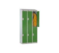 Deluxe 2 Door Locker Nest of 3 With Sloping Top, 90wx30dx193/180h (cm), Cam Lock, Green