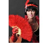 Deluxe 20s Flapper Girl Red Feather Fan