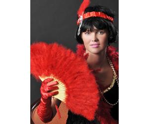 Deluxe 20s Flapper Girl Red Feather Fan