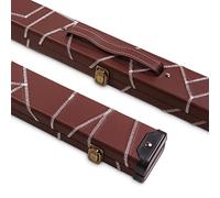 Deluxe 3/4 Brown Cue Case with White Crazy Stitch Design with Plastic Ends and Horizontal Chalk Compartment 116cm Shaft - Black & Brown Interior