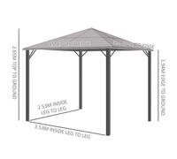 Deluxe 3x3m Polycarbonate Hardtop Gazebo - Aluminium Frame, Netting & Curtains