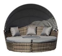 Deluxe 5 Piece Grey Outdoor Rattan Sofa Bed Table Set - High Quality & Comfortab