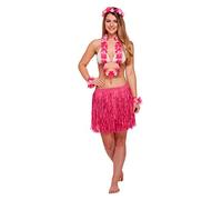 Deluxe 5 Pieces Hawaiian Girl Costume Fancy Dress - Instant Dress Up Skirt, Lei, Head Lei, Wrist Lie by Lizzy (Pink)