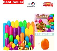 Deluxe 50PCS Multicolored Fillable Easter Eggs with Golden Surprises Inside