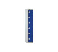 Deluxe 6 Door Locker, 30wx45dx180h (cm), Combination Lock, Blue