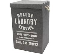 Deluxe 85 Litre Foldable Fabric Clothes Laundry Hamper Bin with Rope Fabric Foldable Durable Clothes Basket with Handles Large Capacity Soft & Breathable for Bedroom Camping Bathroom Dorm Use (Grey)