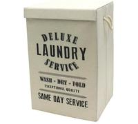 Deluxe 85 Litre Foldable Fabric Clothes Laundry Hamper Bin with Rope Fabric Foldable Durable Clothes Basket with Handles Large Capacity Soft & Breathable for Bedroom Camping Bathroom Dorm Use (Cream)