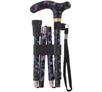 Deluxe Ambidextrous Foldable Walking Cane - 5 Height Settings - Magic Blossom