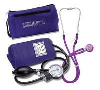 Deluxe Aneroid Sphygmomanometer for Adults with Stethoscope, Cuff and Carry Bag - Purple