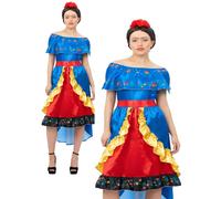 Frida Artist Costume Ladies - Deluxe Spanish Fancy Dress Outfit.