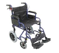 Deluxe Attendant Propelled Steel Wheelchair - Compact Foldable Design - Blue