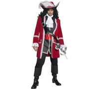 Mens Authentic Deluxe Red Pirate Captain Fancy Dress Costume Dress Up Halloween