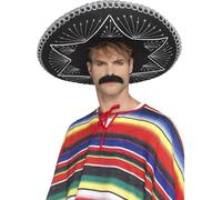 Smiffys 26638 Deluxe Authentic Sombrero, Black, One Size - Adults Sombrero Mens - adults deluxe sombrero mens ladies mexican day dead halloween