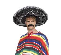 Deluxe Authentic Sombrero Mens Ladies Mexican Party Poncho Fancy Dress New