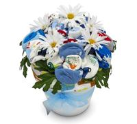 Deluxe Baby Blossom Clothing Bouquet | Newborn Baby Boy Gift Set | Baby Shower Gift Basket for Expecting Moms | New Baby Gift Basket | Blue Baby Gift Set | Baby Boy Outfits | Nikki's Gift Baskets