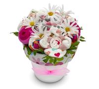 Deluxe Baby Blossom Clothing Bouquet | Newborn Baby Girl Gift Set | Baby Gift Basket for Expecting Moms | New Baby Gift Basket | Pink Baby Gift Set | Baby Girl Outfits | Nikki's Gift Baskets