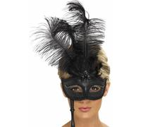 Deluxe Baroque Masquerade Ball Eyemask Prom Fancy Dress Black Eye Mask Smiffys