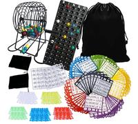 Deluxe Bingo Game for Adults Large Group, Includes 8" Bingo Cage with Big Storage Bag, 1000 Colorful Chips,118 Bingo Cards,75 Colored Balls,75 White Balls for Replacement, Master Board and 2 small Bag