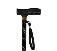 Deluxe Black/Brown with Gold Etched Engraved Flecked Stripes Pattern Ladies Adjustable Walking Stick Cane - 23" - 38.5"