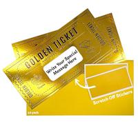 Deluxe Bulk Golden Ticket Surprise Scratch Off Card | Birthday Surprise Reveal Card | Ideal for Birthday Presents | Business Gift Cards | Gifts for Girlfriend Ideas | Gold Gift Wrap | 10 Pack