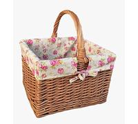 Red Hamper C058R Wicker Deluxe Butchers Basket With Rose Lining Shopping Basket