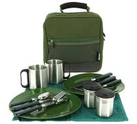Deluxe camping cutlery set for two persons, 14 pieces, ideal for fishing or camping