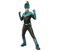 Deluxe Captain Marvel Kree Suit Girls Fancy Dress Superhero Comic Kids Costume