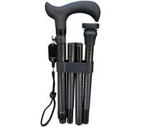 Deluxe Carbon Fibre 4-Part Folding Adjustable Walking Stick Cane for Men, Ladies and Women with Soft Grip Handle - 33.5” to 37.5”