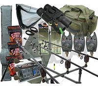 Deluxe Carp Fishing Set up With 3x Rods Reels Alarms Tackle Hooks PVA Carryall