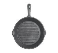 Deluxe Cast Iron Black Induction Safe Round Ribbed Grill Pan 24cm (Each)