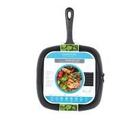 Deluxe Cast Iron Induction Safe Square Ribbed Grill Pan 23cm (Each)