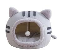 Deluxe Cat Sleeping House, Plush Enclosed Warm Bed, Pet Sleeping Basket, Cat House, Providing a Comfortable Experience for Pets (Gray, L)