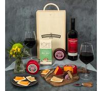 Deluxe Cheese & Wine Hamper | Red Wine, 2 Cheese Truckles & Crackers | Gourmet Food Hampers for Men & Women Christmas, Birthday, Anniversary