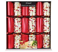 Deluxe Christmas Crackers Pack 6 x 12in Red Glitter Berries w/Deluxe contents + 12pcs Bingo Card OR Who Am I Card