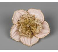 Deluxe Christmas Glitter Poinsettia Rose Gold Velvet Net Artificial Flowers with Metal Clips Christmas Ornaments,6pcs,15cm Shatchi Pink One Size
