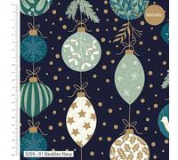 Deluxe Christmas-Metallic Christmas Printed Cotton Fabric 44’ Wide Approx. 100% Cotton. Ideal for Crafts, Patchwork, and Dressmaking