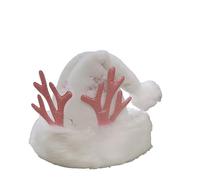 Deluxe Christmas Santa Hat with Pink Glitter Reindeer Antlers Thicken Warm Plush Velvet Christmas Hat Xmas Santa Claus Outfit Father Christmas arty Hat Cap for New Year Festive Party Supply