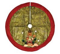 Deluxe Christmas Tree Skirt Base Cover with 3D Reindeer Handmade Xmas Width 122cm Perfect for 5ft-8ft Holiday Home Decorations