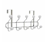 Deluxe Chrome Over Door Hanger with 10 Strong Hooks & White Ceramic Balls