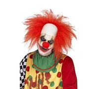 Smiffys Deluxe Clown Wig, Red with Bald Head, Circus Fancy Dress, Clown Dress Up Wigs