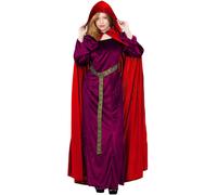 Smiffys Deluxe Cloak, Garnet Red, Adults, Historical Fancy Dress, Witch Dress Up Accessories