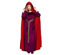 Deluxe Cloak Garnet Red Adults Medieval Hooded Cape Fancy Dress Accessory