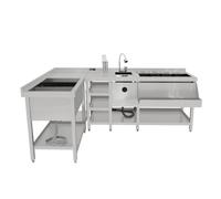 Deluxe Cocktail Bar Station Ice Well & Modular Corner Unit Stainless Steel Sink Mixer Tap Speed Rail Shelves Drink Refresher Gastro Pots Removable Dividers Splashback 2 Connector Brackets & Shaker