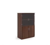Deluxe combination unit with glass upper doors 1600mm high with 3 shelves - Walnut