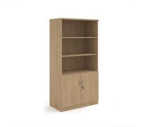 Deluxe combination unit with open top 2000mm high with 4 shelves - Kendal Oak